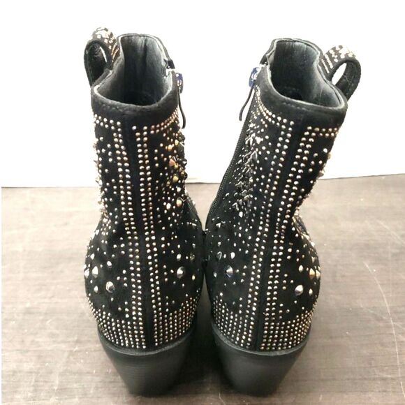 Black Rhinetone Ankle Boots - Size 9.5 - Like New - Picture 4 of 7